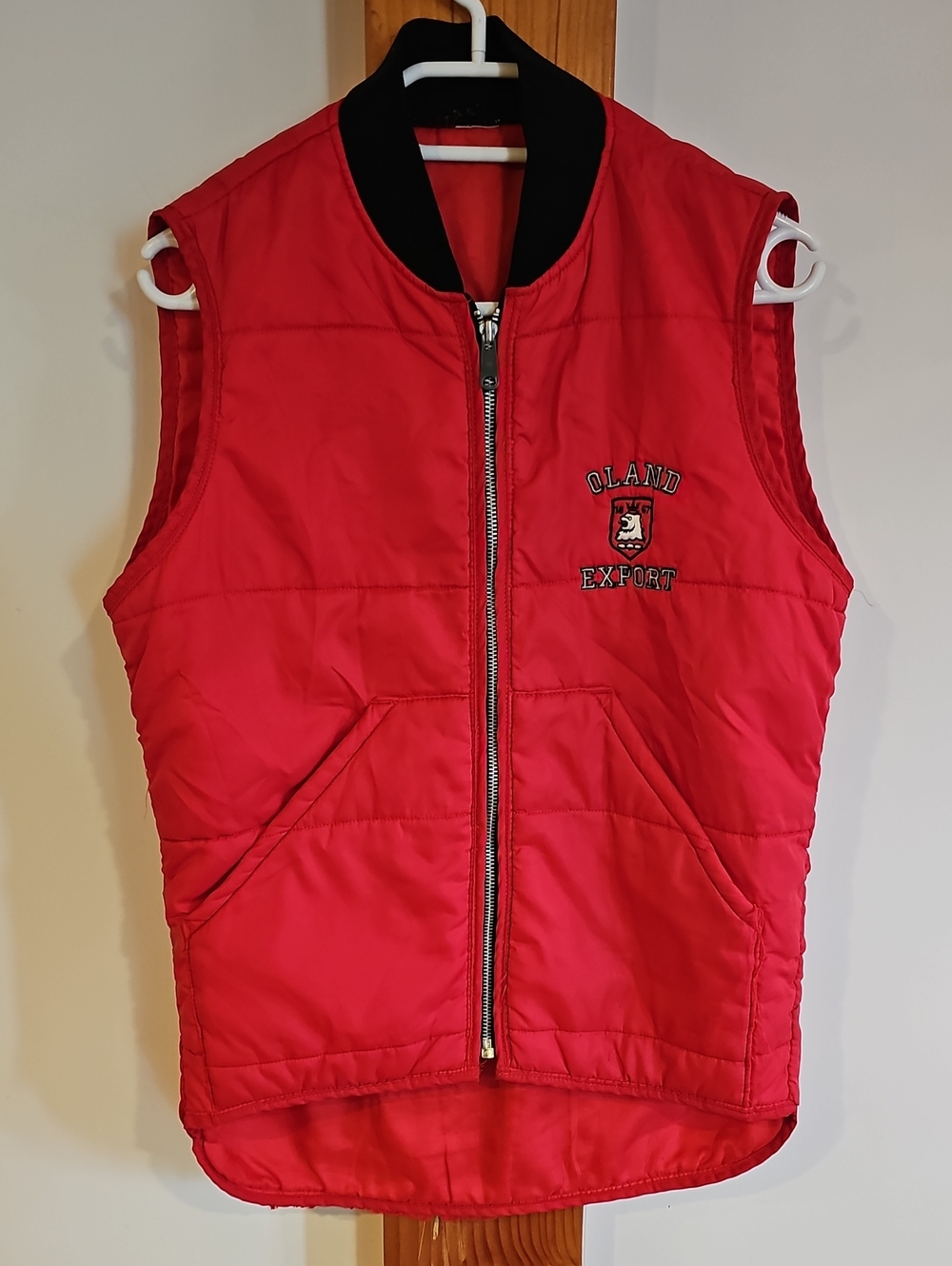 Vintage Red Quilted Vest with Crest